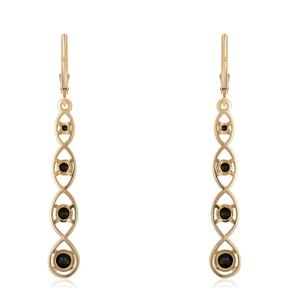 Goldplattierte Silberohrringe mit schwarzem Spinell 3