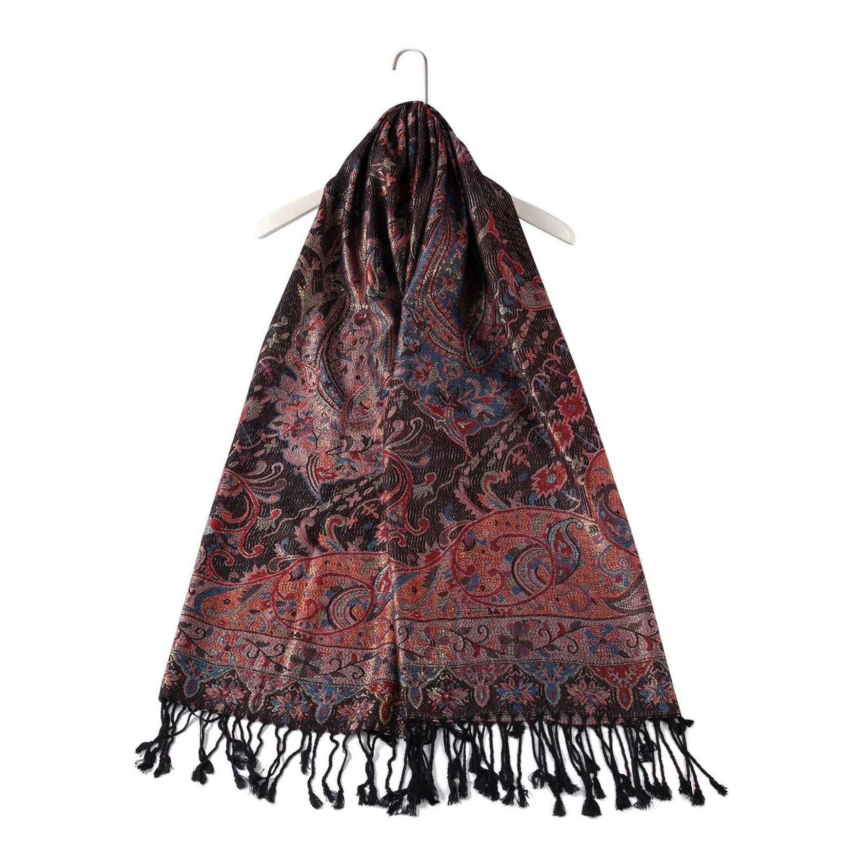 100% Real Pashmina Cashmere Scarf, 70 cm x 180 cm, Multicolor Black, 100% Pashmina Cashmere 1