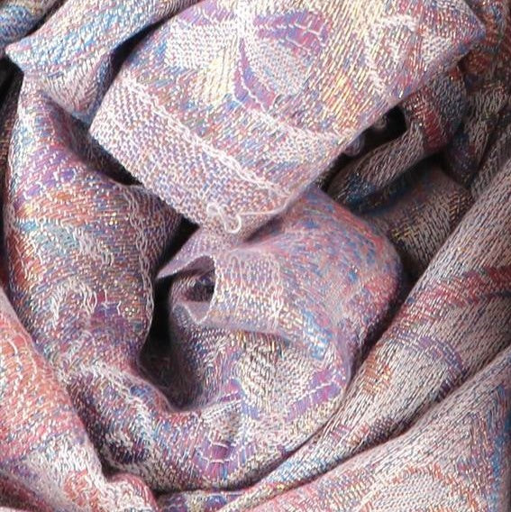 100% Pashmina Cashmere Scarf, 70 cm x 180 cm, Paisley Shiny Rose White, 100% Pashmina Cashmere 2