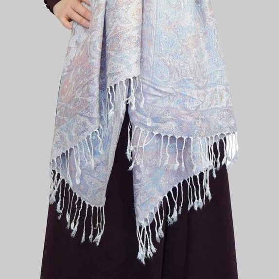 100% Pashmina Cashmere Scarf, 70 cm x 180 cm, Paisley Shiny Rose White, 100% Pashmina Cashmere 4