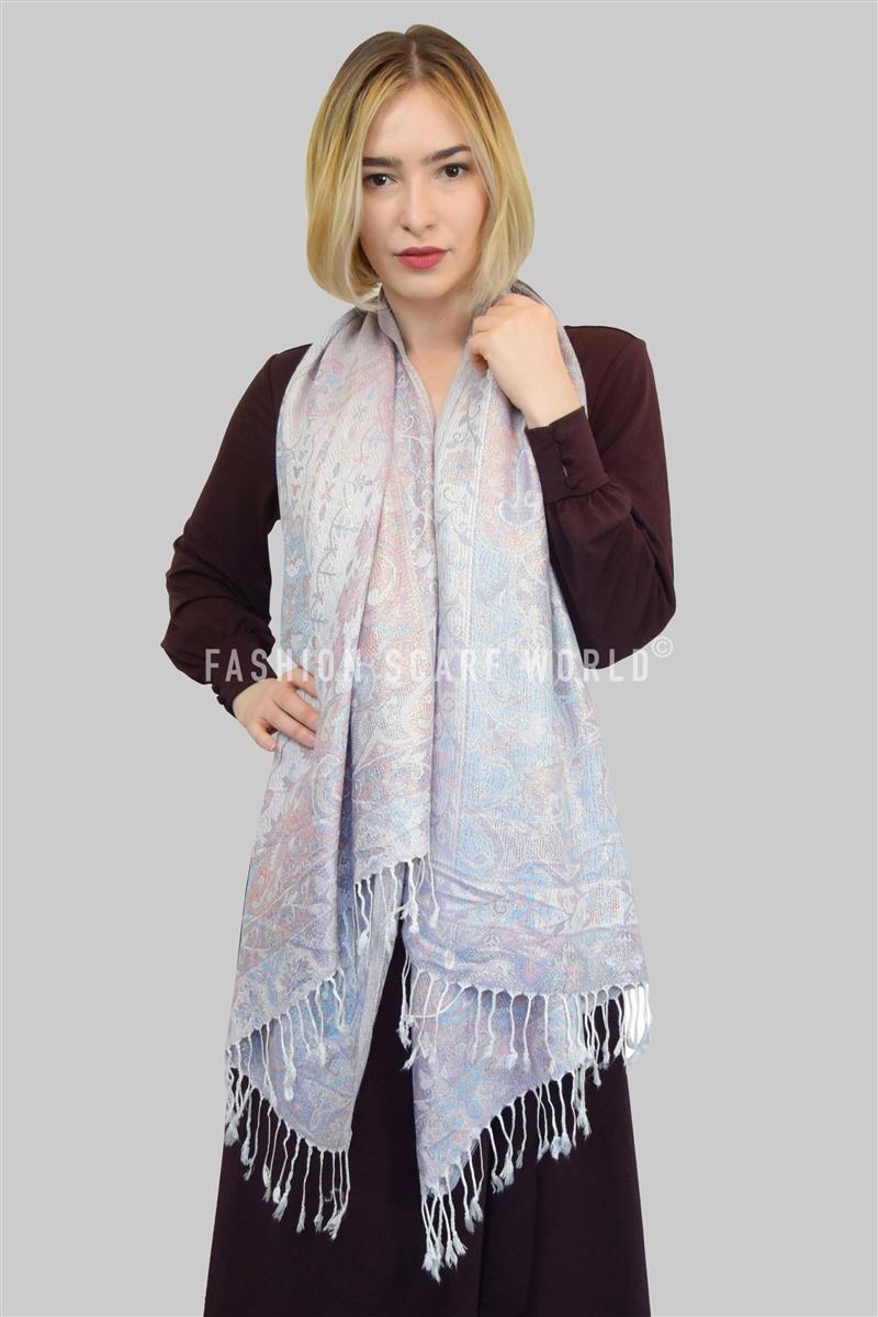 100% Pashmina Cashmere Scarf, 70 cm x 180 cm, Paisley Shiny Rose White, 100% Pashmina Cashmere 3