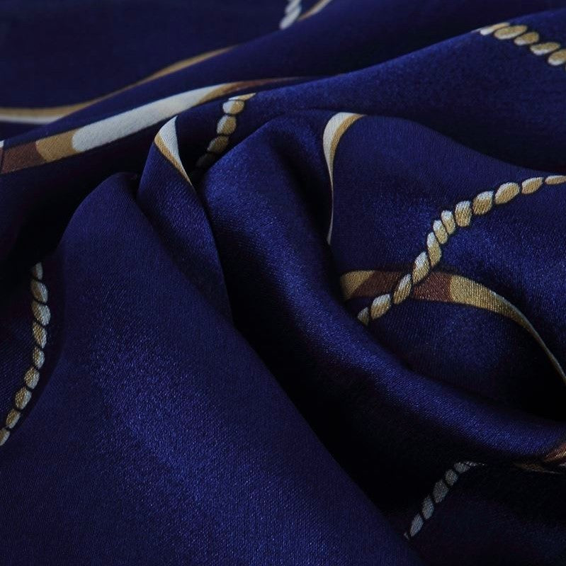 100% Real Silk Scarf, 90 cm x 180 cm, Navy Blue, 100% Silk 3