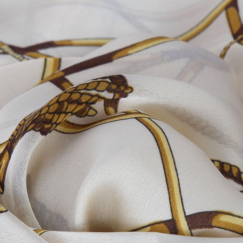 100% Real Silk Scarf, 90 cm x 180 cm, Cream, 100% Silk 2