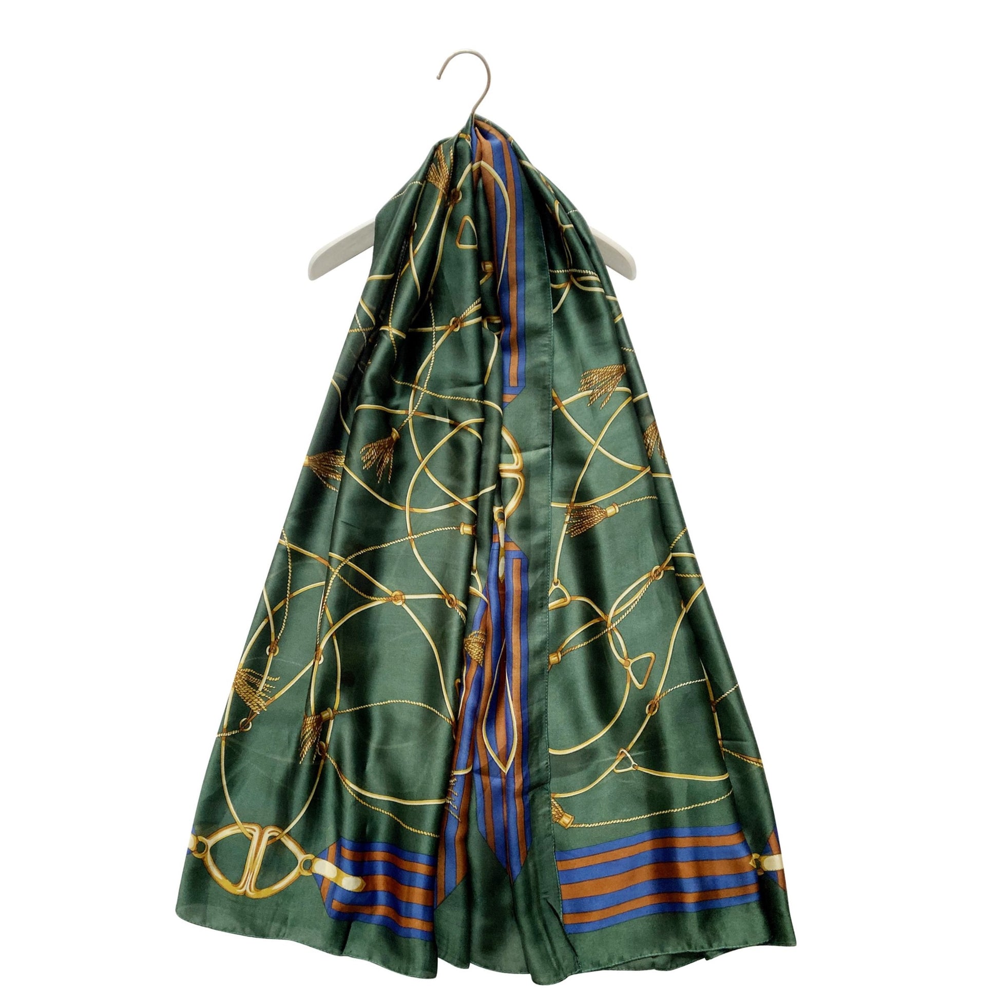 100% Real Silk Scarf, 90 cm x 180 cm, Green, 100% Silk 1
