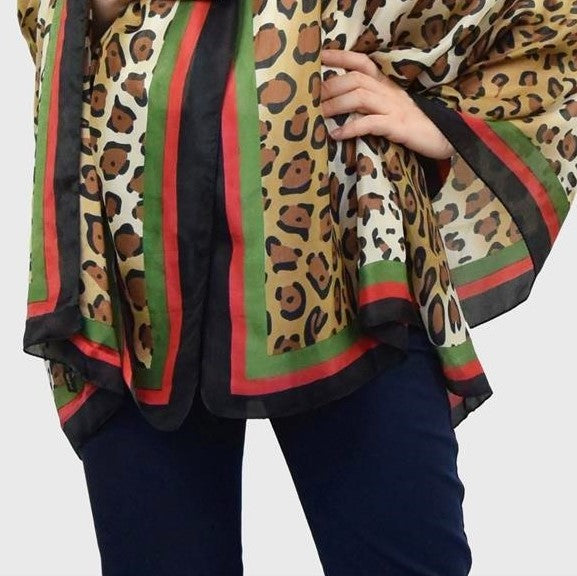 100% Seidenschal, 90 cm x 180 cm, Leopardenmuster 4
