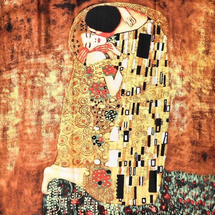 100% Seidenschal, 90 cm x 180 cm, Klimt Der Kuss 3