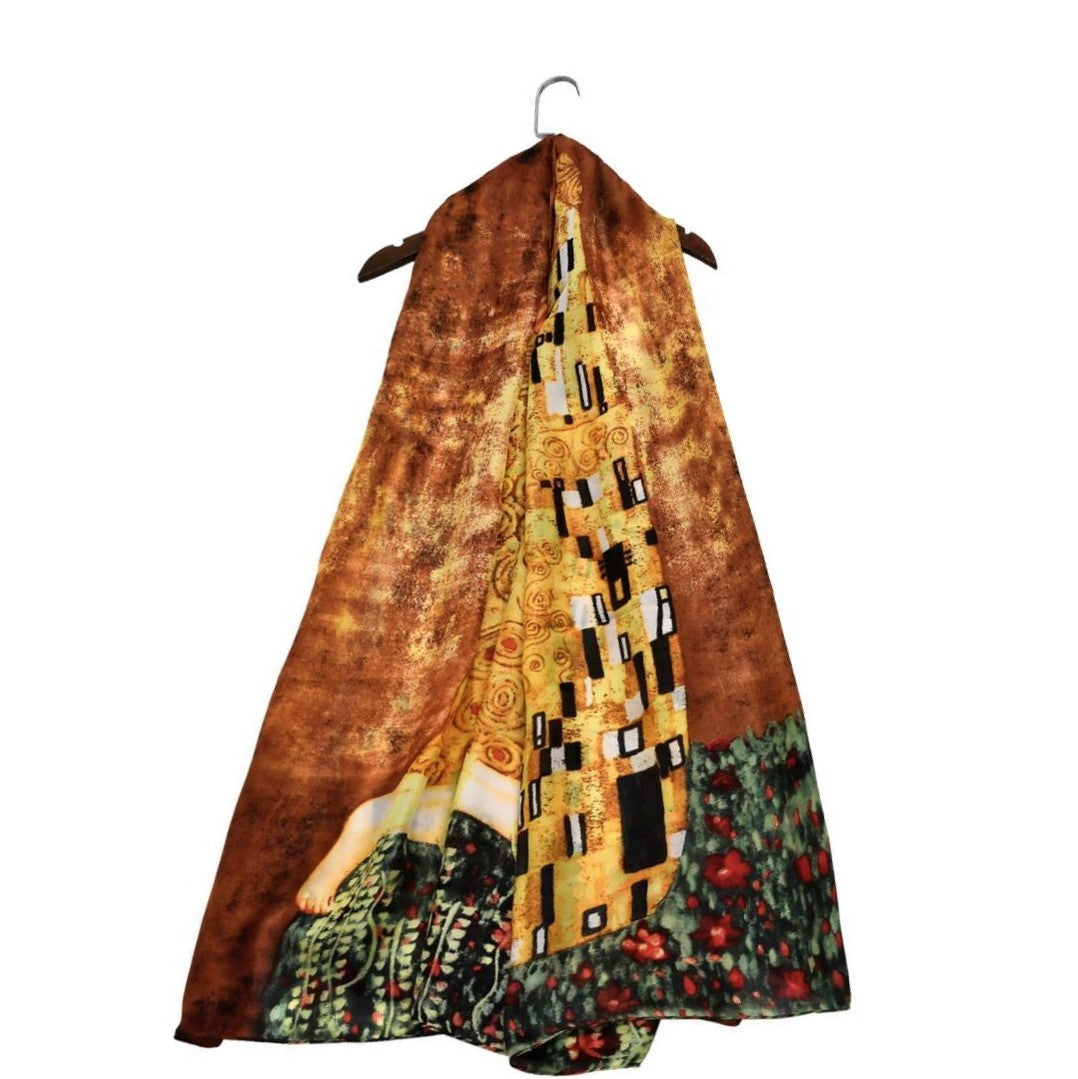 100% Seidenschal, 90 cm x 180 cm, Klimt Der Kuss 1