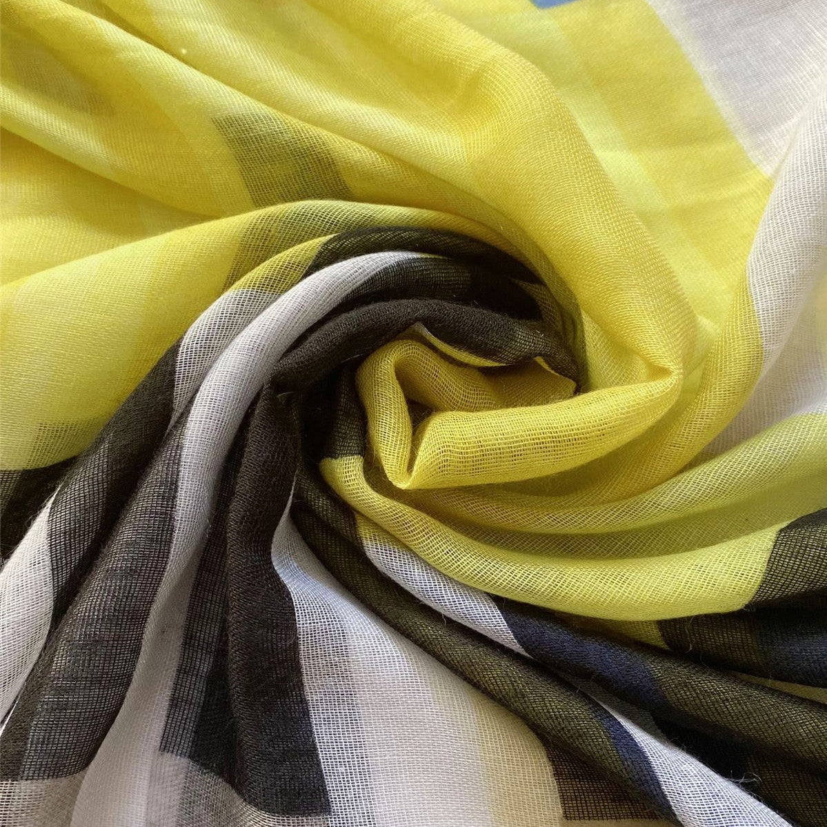 Abstract Rectangle Patterned Yellow Black Scarf, 80 cm x 180 cm,, 100% Viscose 2