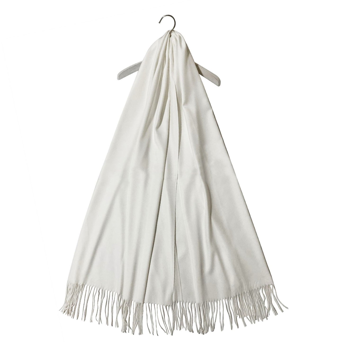 100% Pashmina Kaschmir Schal, 70 cm x 170 cm, superweich, einfarbig weiß