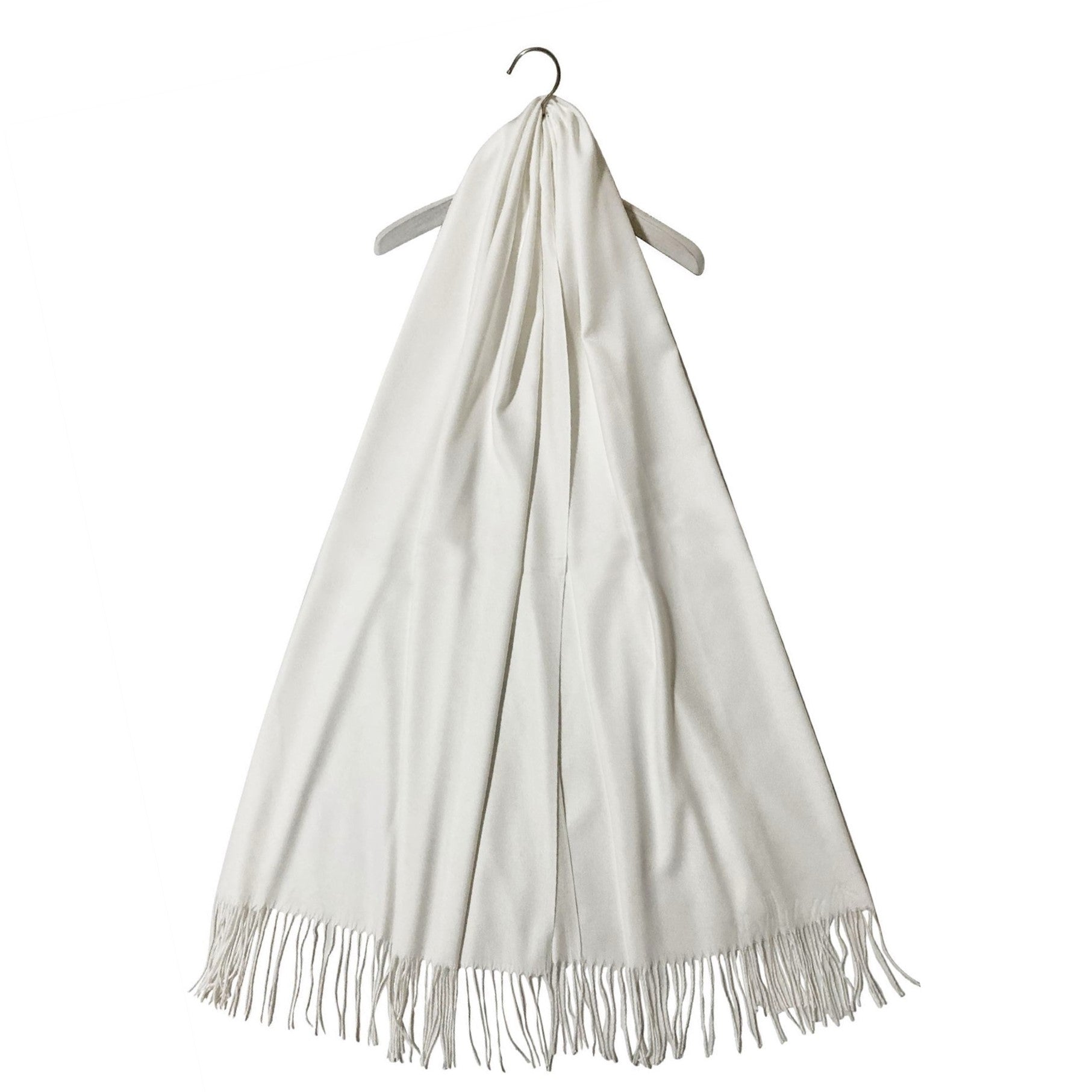 100% Pashmina Kaschmir Schal, 70 cm x 170 cm, superweich, einfarbig weiß 1