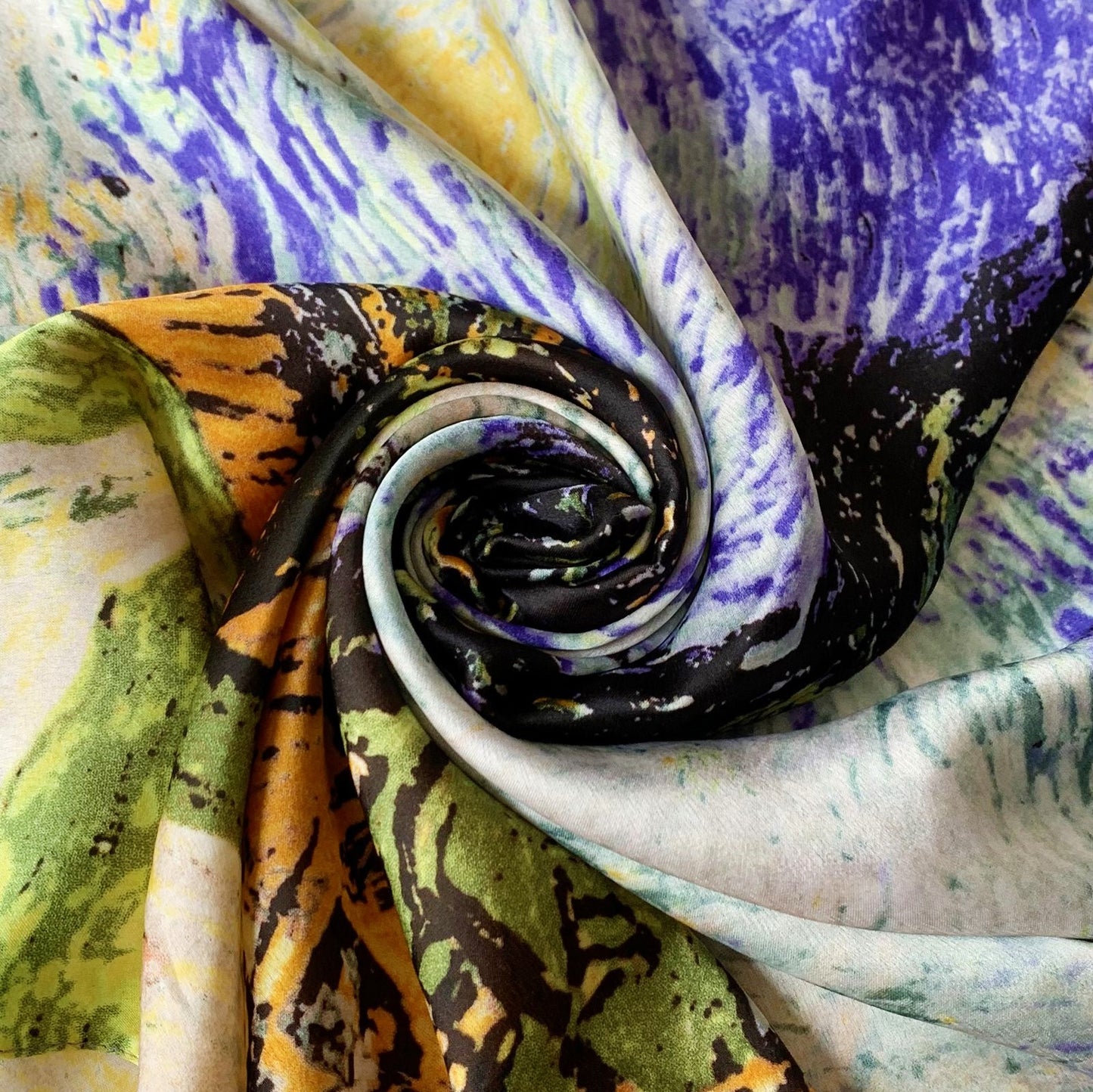 100% Seidenschal, 90 cm x 180 cm, Van Gogh Zypresse und Stern