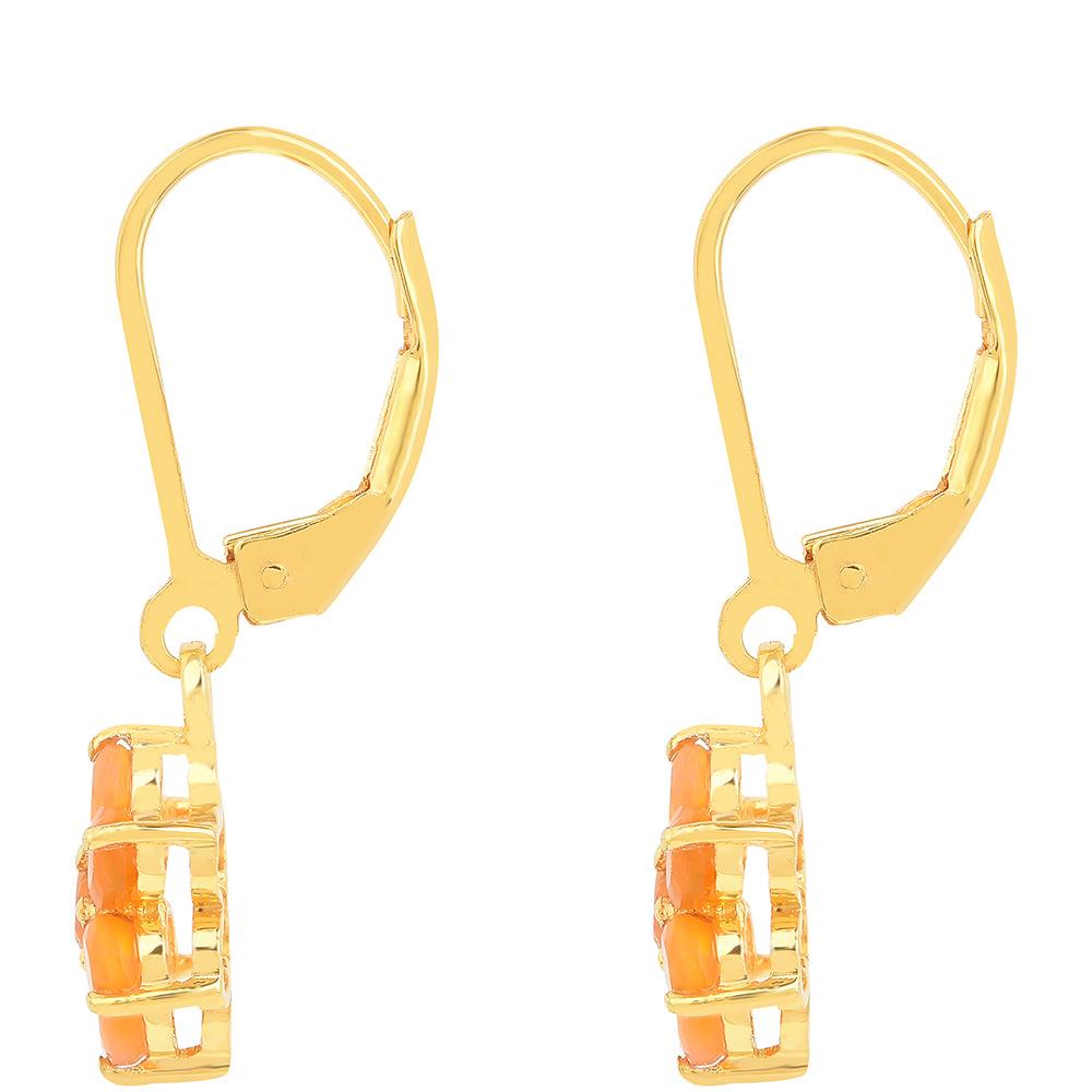 Goldplattierte Silberohrringe mit Feueropal 2