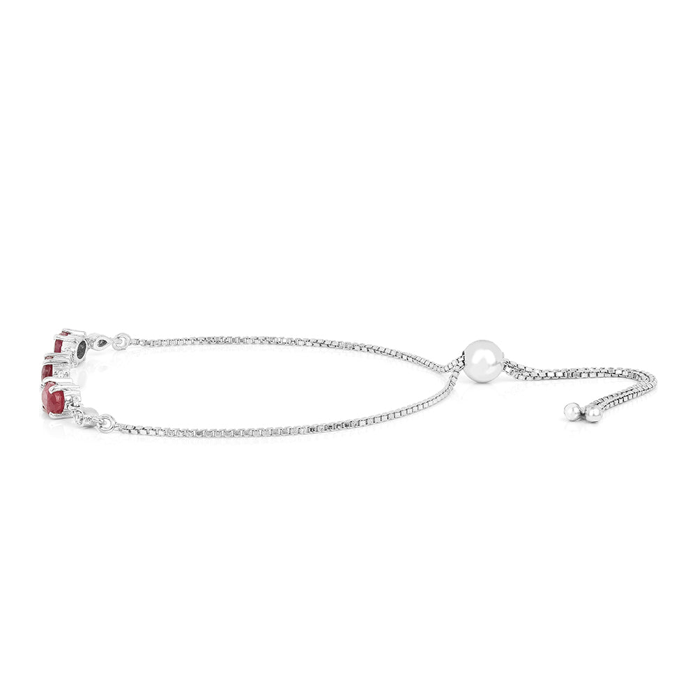 Silberarmband mit Thai Rubin und weißem Zirkon 2
