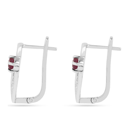 Silberohrringe mit Thai Rubin und weißem Zirkon
