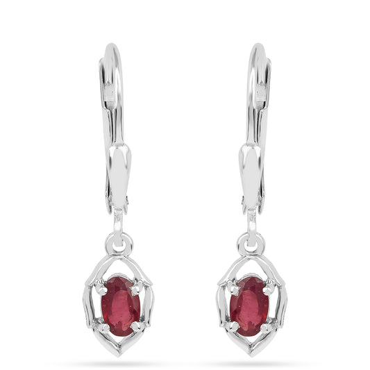 Silberohrringe mit Thai Rubin