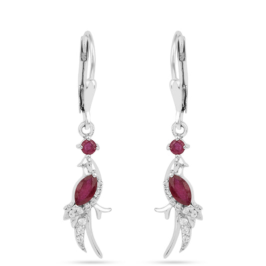 Silberohrringe mit Thai Rubin
