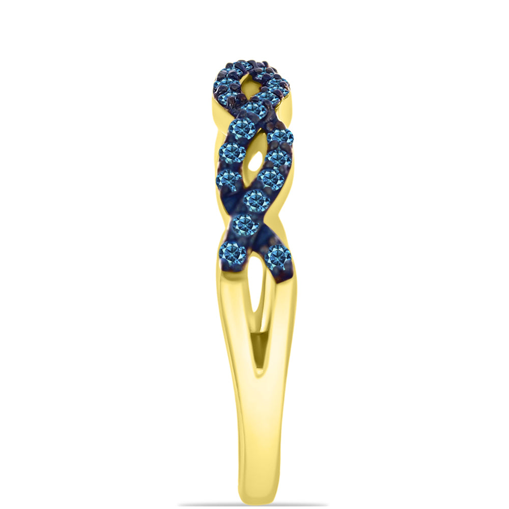 Goldplattierter Silberring mit blauem Diamant