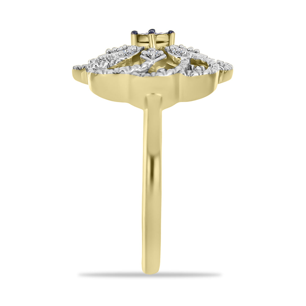 Goldplattierter Silberring mit grünem Diamant und weißem Diamant