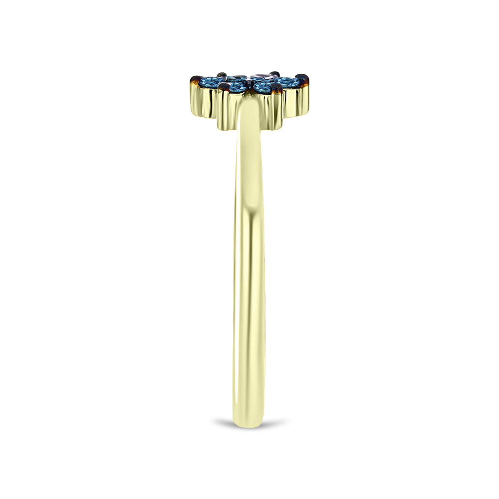 Goldplattierter Silberring mit blauem Diamant