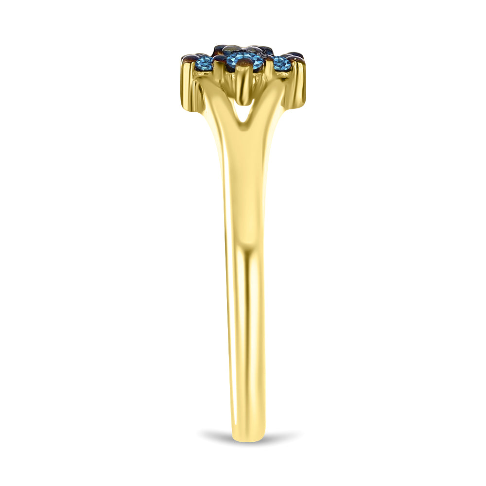 Goldplattierter Silberring mit blauem Diamant