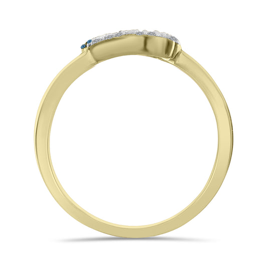 Goldplattierter Silberring mit blauem Diamant und weißem Diamant