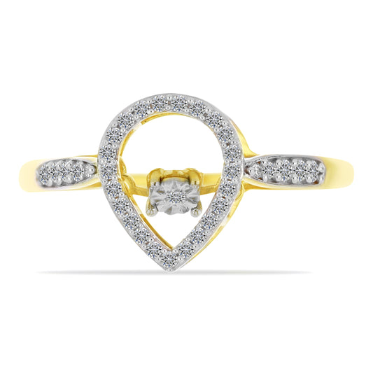 Goldplattierter Silberring mit weißem Diamant und weißem Zirkon