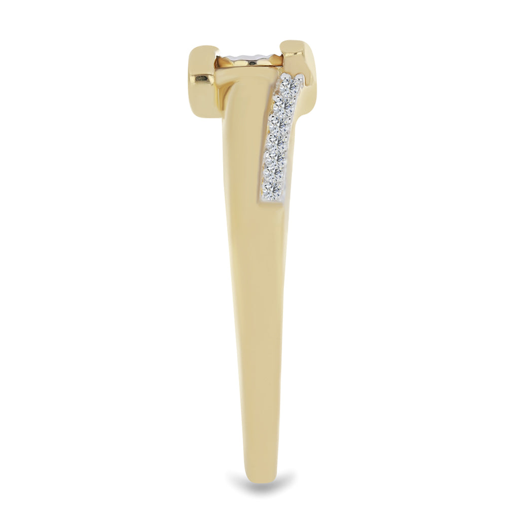 Goldplattierter Silberring mit weißem Diamant und weißem Zirkon