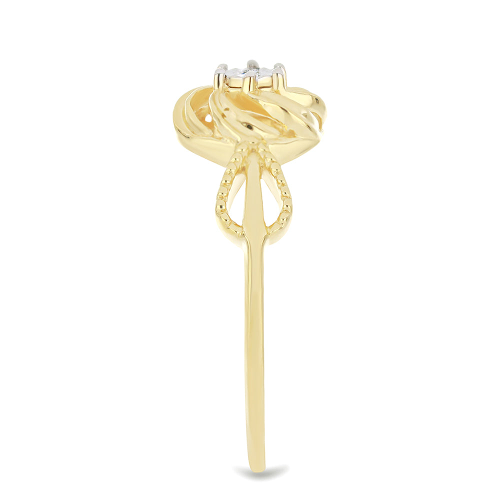Goldplattierter Silberring mit weißem Diamant