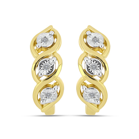 Goldplattierte Silberohrringe mit weißem Diamant