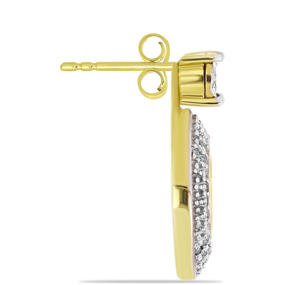 Goldplattierte Silberohrringe mit weißem Diamant