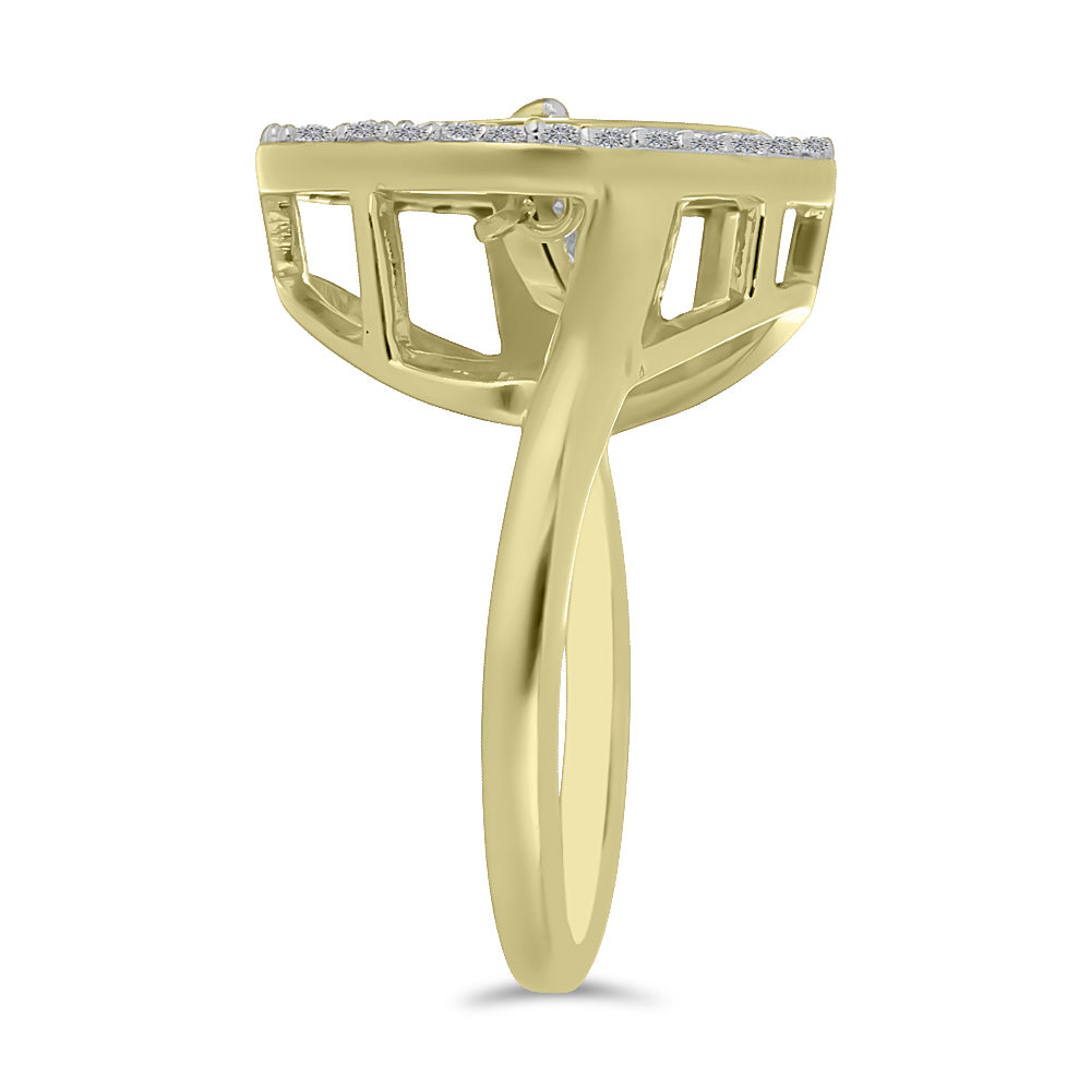Goldplattierter Silberring mit weißem Diamant und weißem Zirkon