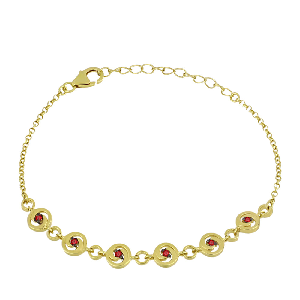 Goldplattiertes Silberarmband mit rotem Diamant