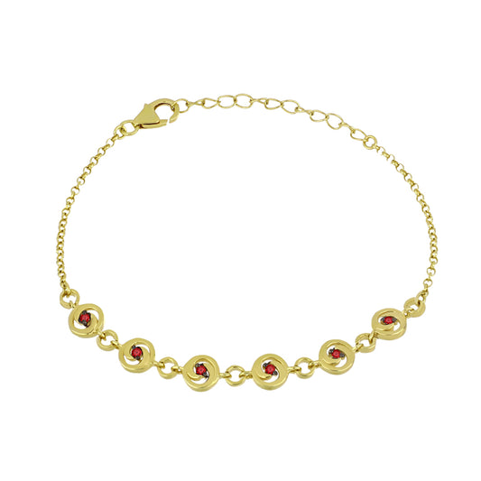 Goldplattiertes Silberarmband mit rotem Diamant