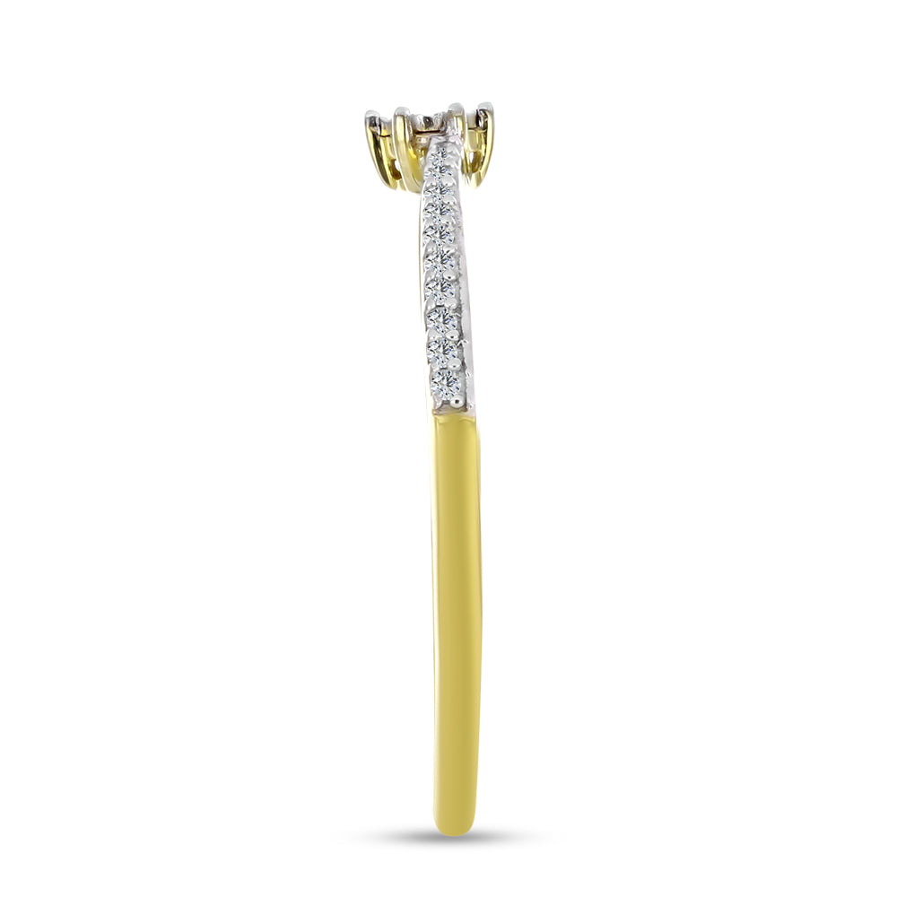 Goldplattierter Silberring mit weißem Diamant und weißem Zirkon