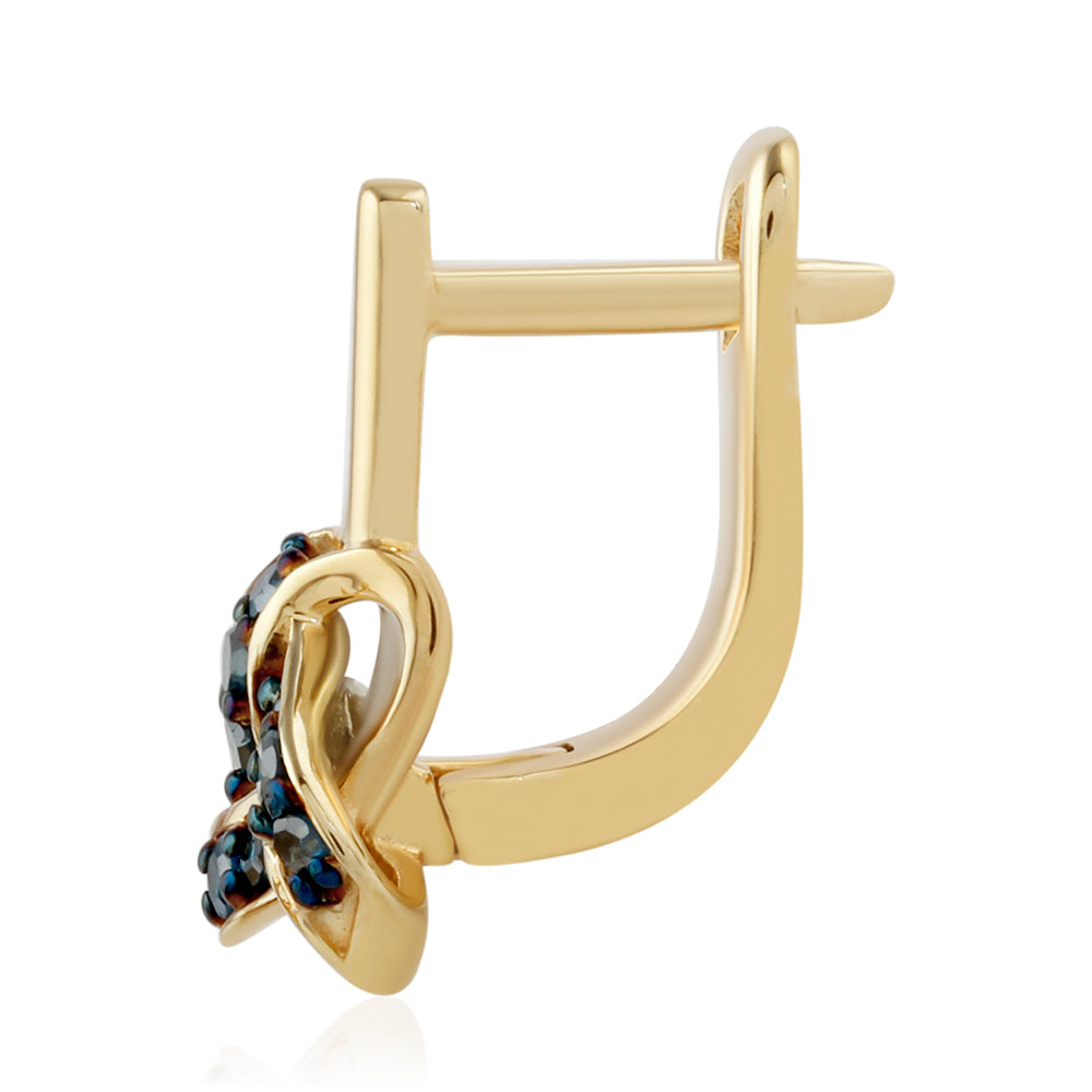 Goldplattierte Silberohrringe mit blauem Diamant