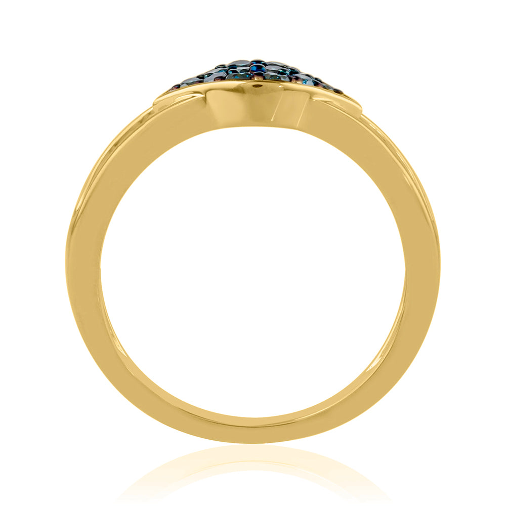 Goldplattierter Silberring mit blauem Diamant