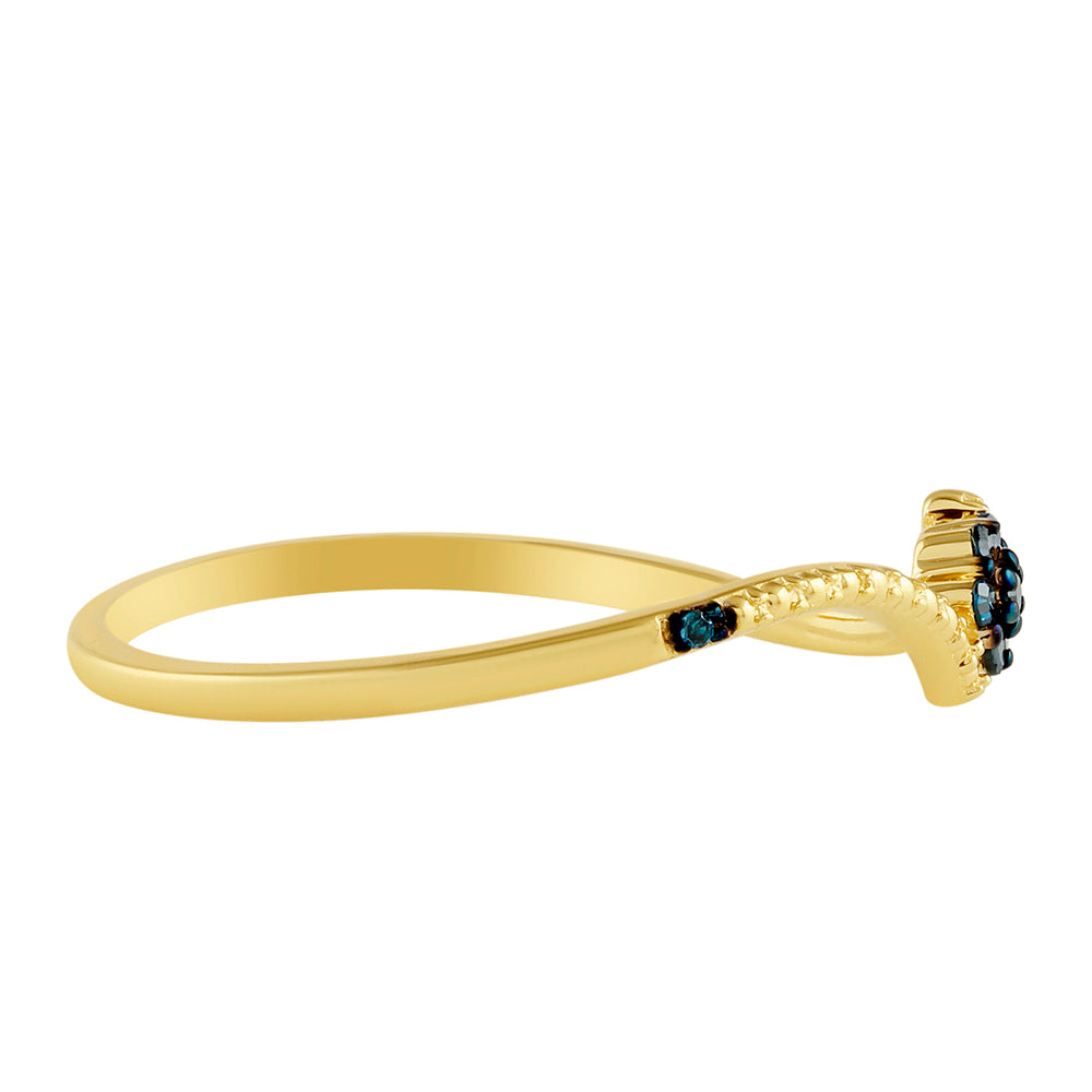Goldplattierter Silberring mit blauem Diamant