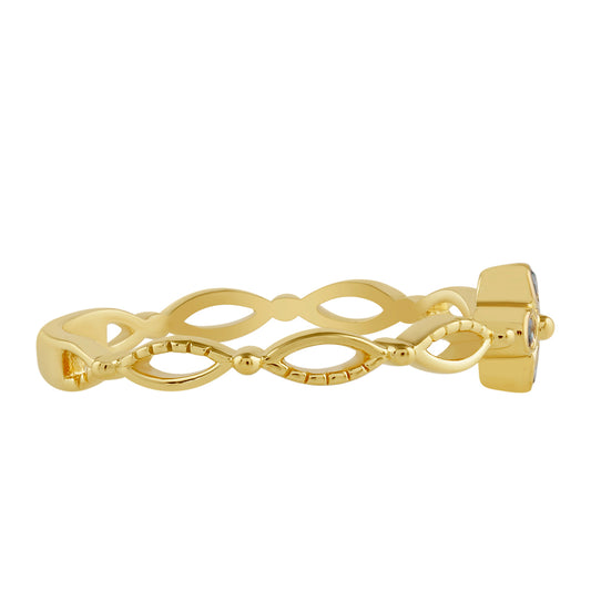Goldplattierter Silberring mit blauem Diamant