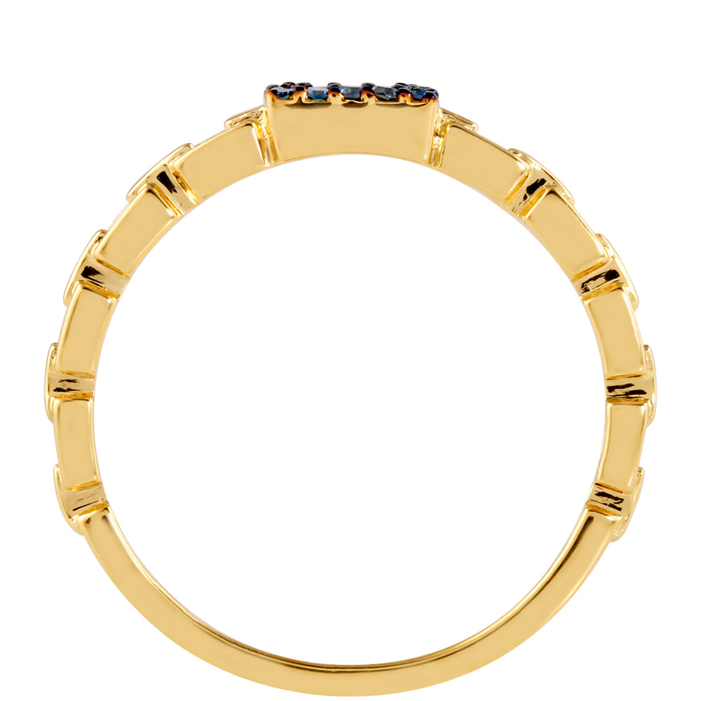 Goldplattierter Silberring mit blauem Diamant