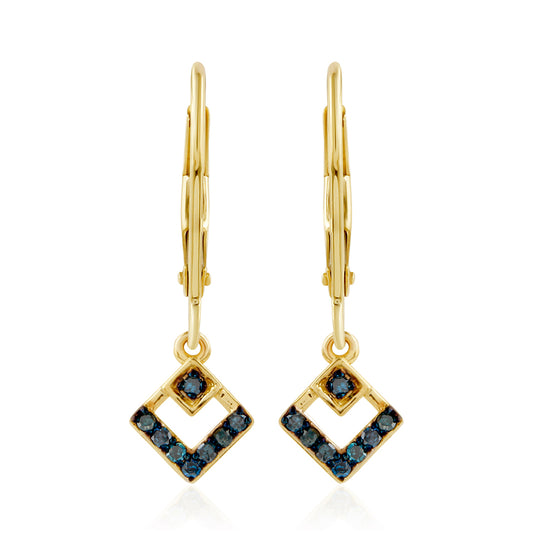 Goldplattierte Silberohrringe mit blauem Diamant