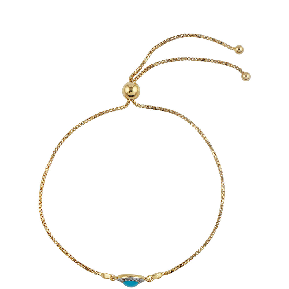 Goldplattiertes Silberarmband mit Dornröschen Türkis und weißem Topas