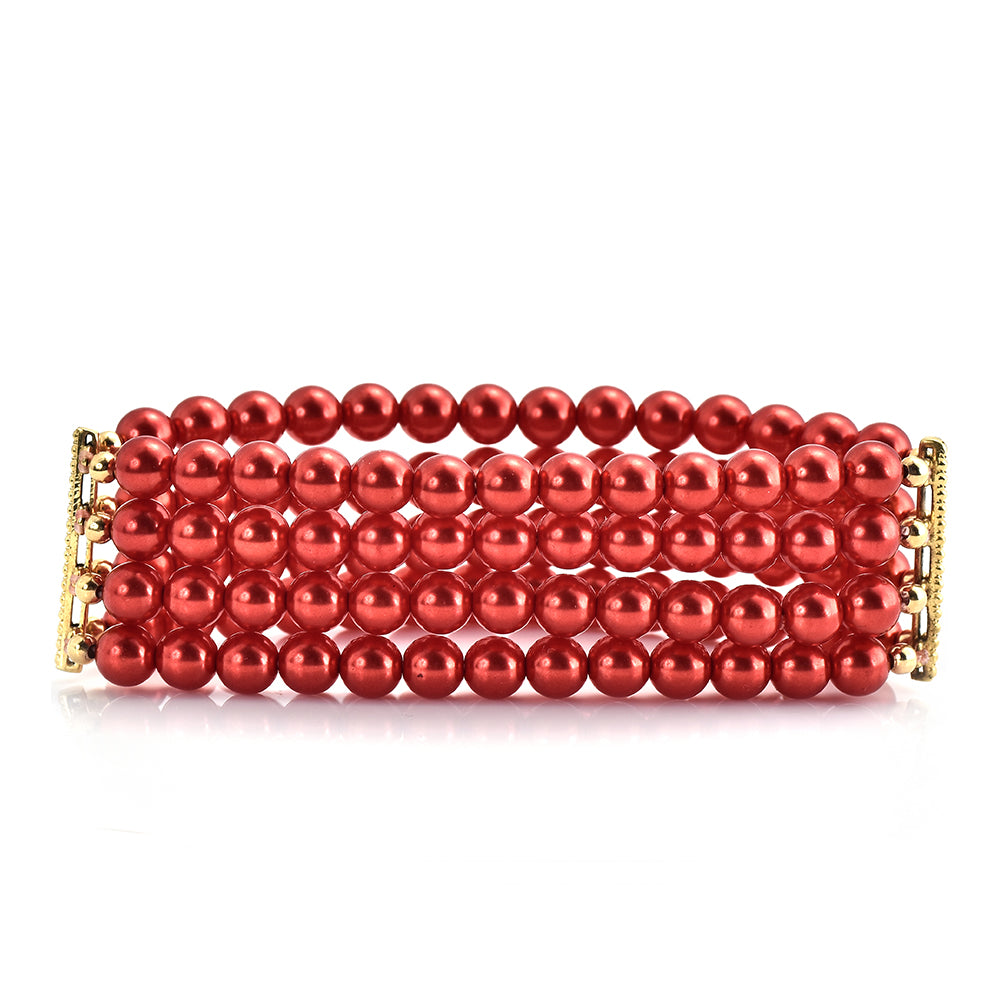 Goldplattiertes Silberarmband mit roter Süßwasserperle