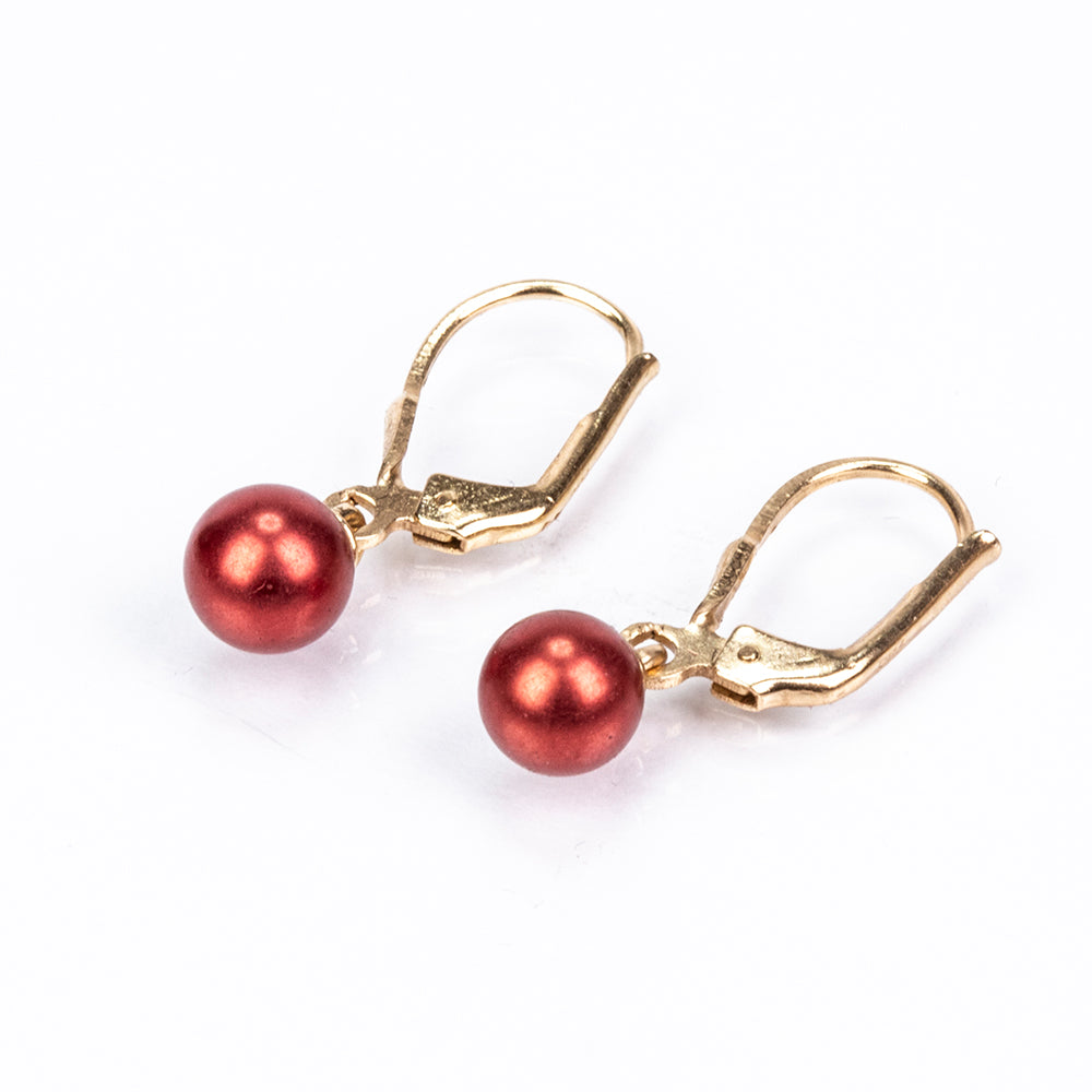 Goldplattierte Silberohrringe mit roter Süßwasserperle 3