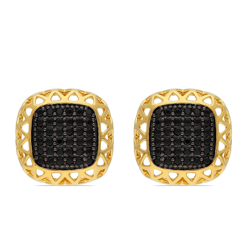 Goldplattierte Silberohrringe mit schwarzem Spinell 2