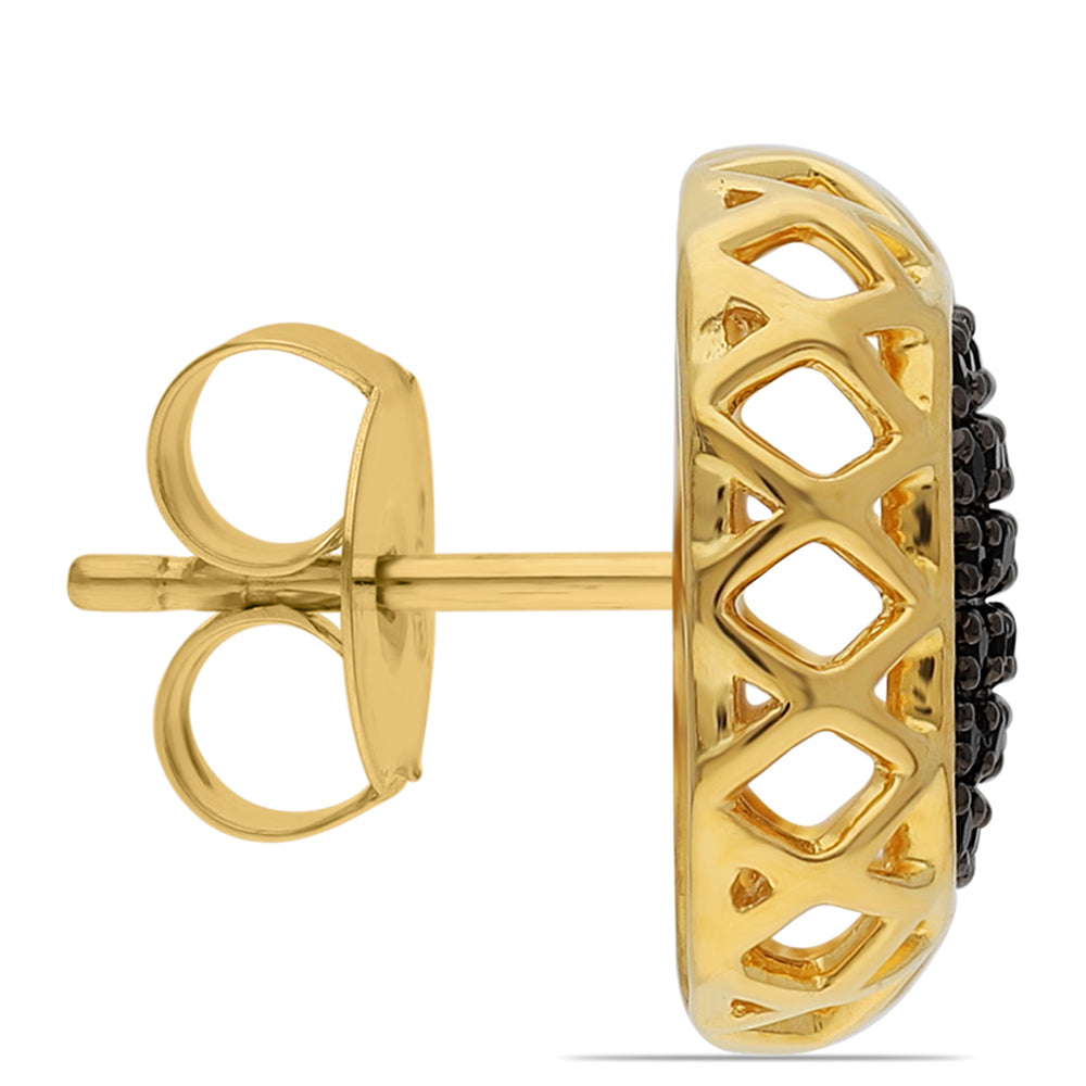 Goldplattierte Silberohrringe mit schwarzem Spinell 3