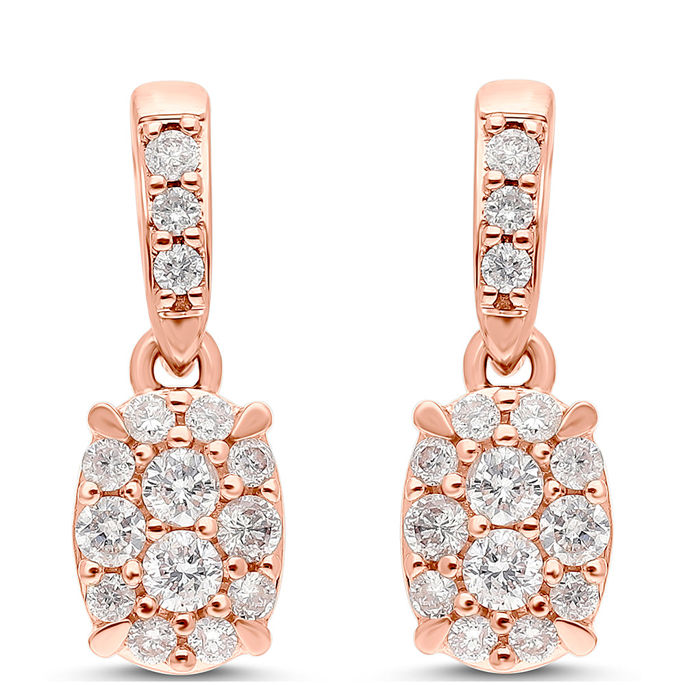Goldohrringe mit rosafarbenem Diamant