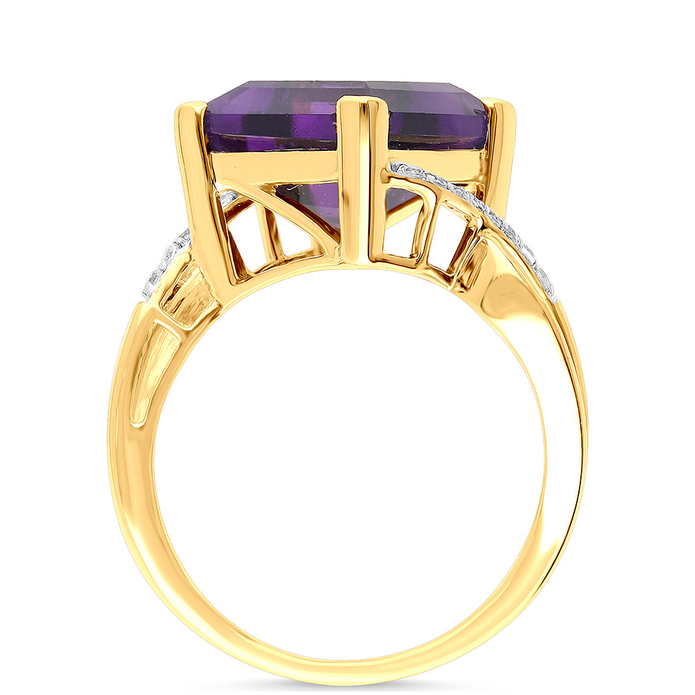 Goldplattierter Silberring mit marokkanischem Amethyst und weißem Topas