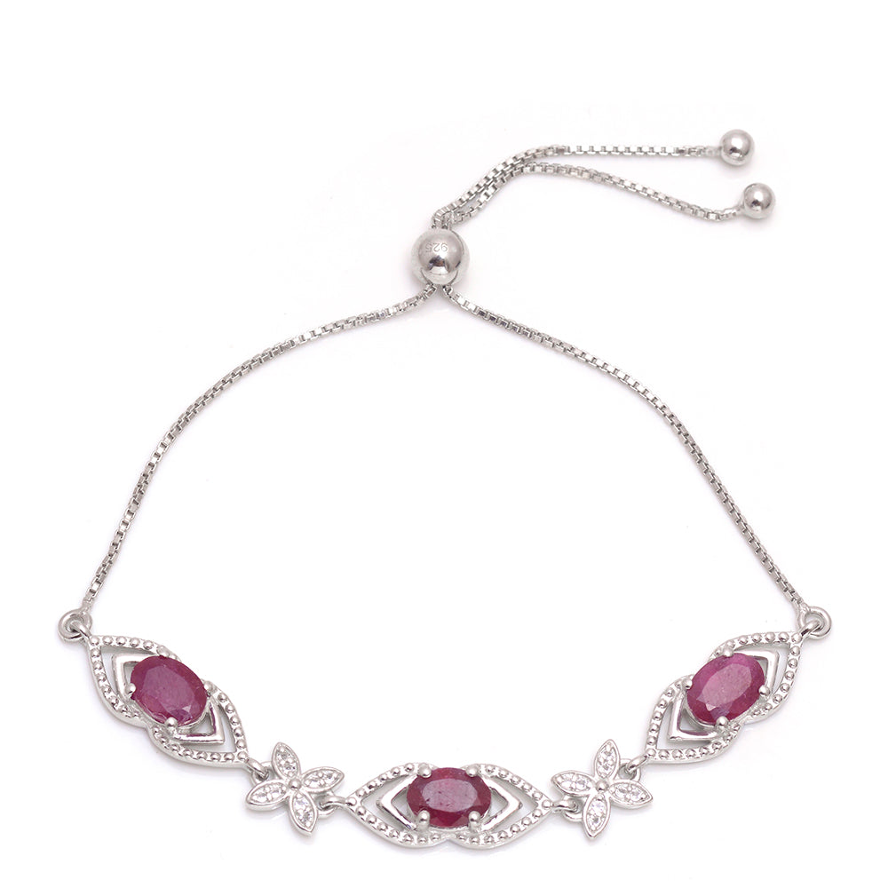 Silberarmband mit Rubin aus Madagaskar und weißem Topas