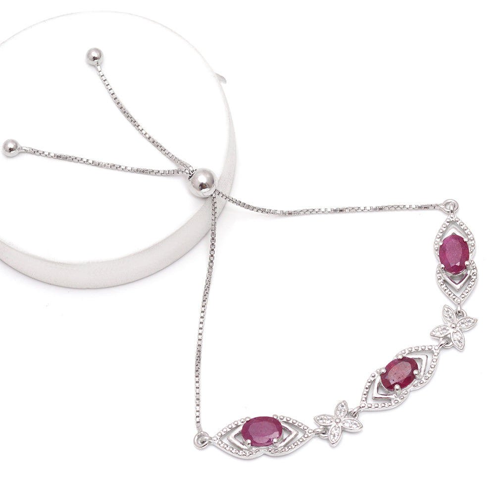 Silberarmband mit Rubin aus Madagaskar und weißem Topas 1