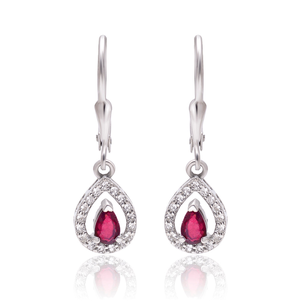 Silberohrringe mit Rubin aus Madagaskar und weißem Topas